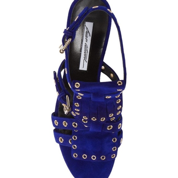 BRIAN ATWOOD Luisa Royal Blue Suede Leather Sandals Heels Pumps - Picture 5 of 13